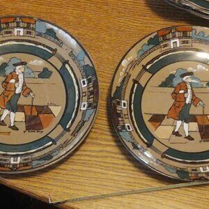 1908 BUFFALO POTTERY DELDARE WARE CALLING CARD TRAY "YE LION INN" & 2 "Ye Olden